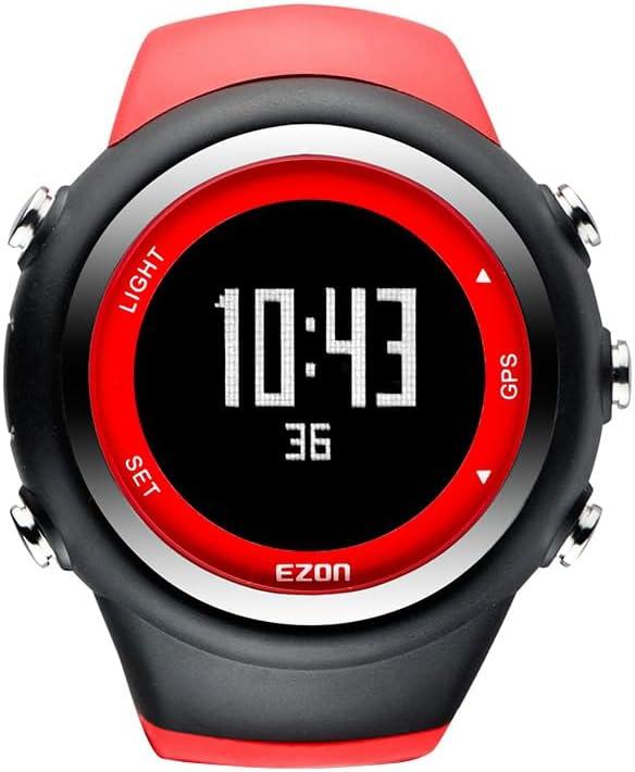EZON GPS Running Watch with Distance Pace Alarm and Calorie Counter and Stopwatch for Men (Red)