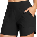 baleaf Women's 5 High Waisted Swim Shorts Quick Dry Swimsuits Bottoms Trunks with Pockets, XL