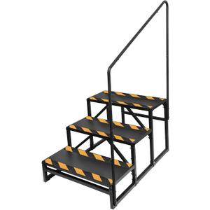 RV Steps with Handrail, 3-Step Anti-Slip Heavy Duty Stable Universal Stair for RV Travel Trailers Pool Hot Tub Trampoline