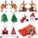 18 Pieces Christmas Hair Clips Christmas Organza Bags Set Hair Accessories Xmas Small Gifts Hairpins Jewelry Candy Gift Mini Drawstring Bags for Women Girls Winter Wedding Party