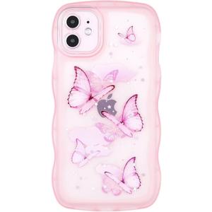 Compatible with iPhone 13 Pro Max,Cute Kawaii Bling Sparkle Glitter [Butterfly Series] Frame Shape Soft Silicone Shockproof Protective Phone Cover for Women Girls BTFPink