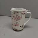 AmorArc Porcelain Tea Mug with Infuser and Lids, 18 Oz Coffee Cup Strainer with Bag Holder for Loose Leaf Tea, Steeping Coffee Mug for House-warming Wedding Birthday Gift (Peach Blossom)