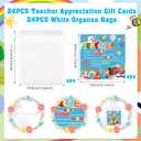 HOWAF 72 Pack Teacher Appreciation Gift Bulk, 24 Thank You Teacher Gift Card 24 Thank You Teacher Key Chain with Bags, Teachers Day Graduation End of School Year Christmas Gift for Teacher