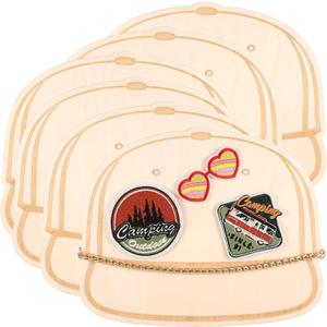 Wonderjune 6 Pcs Truck Hat Template Palette Wood Baseball Cap Templates Create Personalized Hat Patches Truck Cap Design Patch Layout for Designing