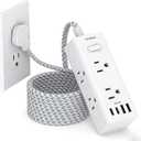 Flat Plug Extension Cord 10Ft, One Beat Surge Protector Power Strip 10 Ft Cord with 6 Widely Outlets 4 USB Ports (2 USB C), 3 Way Wall Outlet Extender Extension Cord for Home Office College Dorm Room