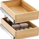 2 Set Pull out Tray Cabinet Organizer Wooden Pull Drawers storage Slide out Pantry Shelf for Base Cabinet Kitchen Gentle Close Fully Assembled Accessories(Wood Color, 15'' X 21'' X 5'') (White)