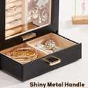 Homde Mothers Day Gifts Jewelry Organizer Girls Women Jewelry Box for Necklaces Rings Earrings Gift Bracelets Storage Case (Black + Gold)