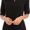 Women's Casual T Shirts Cotton Mid Sleeve Summer Basic Tunics Tee Tops Fashion (Black, XXXL)