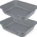 2 Pack of Extra Large Cat Litter Box (ABS Material), Low Entry Senior Litter Pen for Geriatric Kitty Big Cats, Jumbo Pet Safe Litter Boxes Tray for Indoor Pets Potty (Gray, 24" L x 20" W)