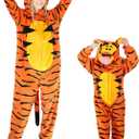 Funziez! Slim Fit Adult Onesie - Animal Halloween Costume - Plush Unisex One Piece Cosplay Suit for Women and Men (Large, Bouncing Tiger)