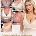 Jelly Wireless Bra Deep V Push Up Seamless T-Shirt Comfortable Plunge No Underwire Bras with Adjustable Straps Everyday Bras (L)