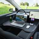 Tesla Model Y 3 S X Foldable Food Tray Desk, Portable Car Laptop Table Compatible with Model Y Juniper & Model 3 Highland, Multipurpose Car Eating Tray for Driver Passenger, Travel Work Accessories