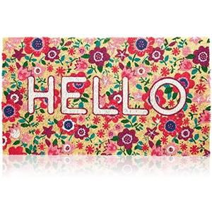 Juvale Natural Spring Hello Floral Coir Welcome Doormat for Front Door, 17 x 30 Inches - Welcome Mat for Door Entrance, Backyard, Entryway