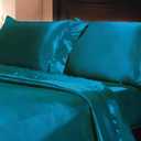 Mk Collection 4pc Full Size Soft Silky Satin Solid Turquoise Deep Pocket Sheet Set New