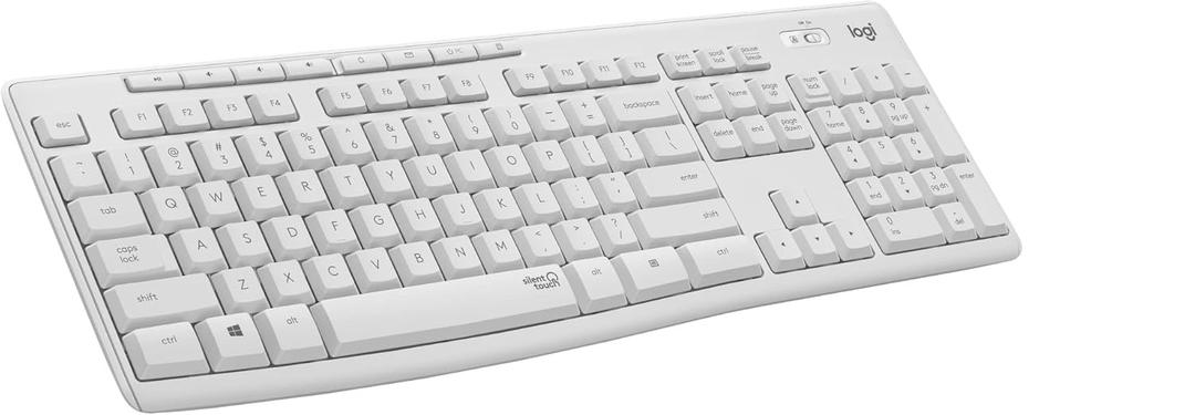 Logitech MK295 Wireless Keyboard with SilentTouch Technology, Full Numpad, Advanced Optical Tracking, Lag-Free Wireless, 90% Less Noise - Off White