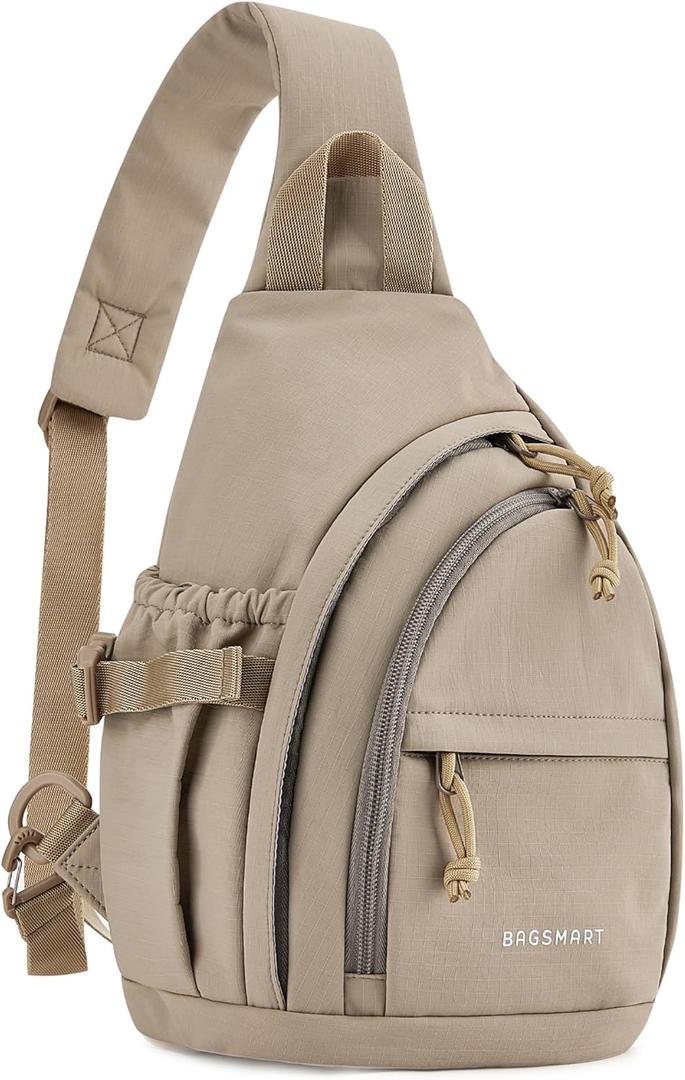 BAGSMART Small Crossbody Sling Backpack, Travel Casual Daypack Backpacks, Cross Body Chest Bag Backpack (Camel)
