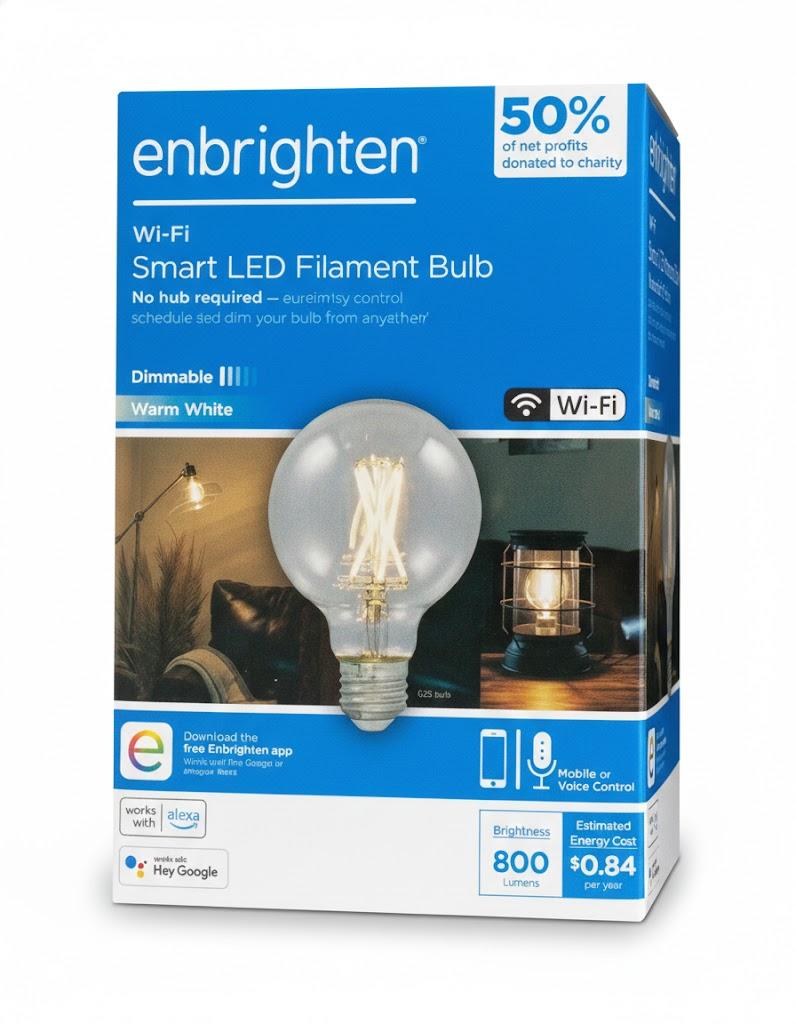 Enbrighten WI-FI Smart LED Filament Bulb 800 Lumens Warm White Dimmable