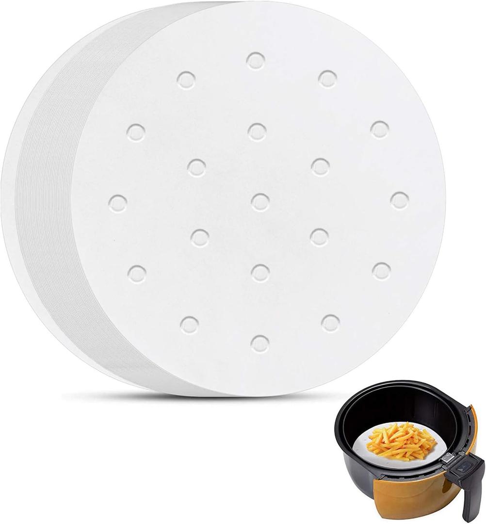 Air Fryer Parchment Paper, Set of 200, 6" Round Air Fryer Liners/Air Fryer Perforated Parchment Paper for Air Fryer, Steaming Basket and More 
