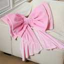 Weysat Large Pink Bow Decoration Soft Velvet 35x31 Inch Big Coquette Bow for Party Room Wall Decor, Giant Velvet Tie Hanging Birthday Party Gift Wedding Sofa Bedroom Living Room