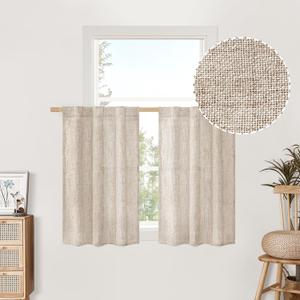 BGment Linen Curtains 36 Inch Length for Kitchen Cafe Window, Half Window Drapes Semi Sheer with Rod Pocket Back Tab Light Filtering for Bathroom, 2 Panels, 29 Inch Wide Each Panel BGment Linen Curtains 36 Inch Length for Kitchen Cafe Window, Half Window Drapes Semi Sheer with Rod Pocket Back Tab Light Filtering for Bathroom, 2 Panels, 29 Inch Wide Each Panel