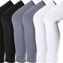 Leg Sleeves Compression Long Knee Sleeve UV Protect for Men Women Sport Basketball Football (Black, White, Gray)