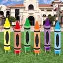6 Pcs Kindergarten Graduation Decorations Crayon Yard Signs 31.5 Inch Large Preschool Graduation Outdoor Decor Crayon Party Photo Props for Classroom School Congrats Grad Back to School Decor