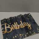 Black and Gold Happy Birthday Table Runner, 13 x 70 Inch Vintage Tablecloth Polyester Birthday Party Decorations for Home Kitchen