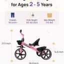 KRIDDO Tricycle for 2-5 Year Olds - Pink Toddler Trike 