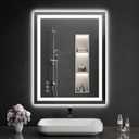 LED Bathroom Mirrors 28"x32" Bathroom Mirror with Lights for Wall, Backlit + Front Lit, 3 Colors, Anti-Fog, Dimmable Brightness for Vanity,Bathroom, Entryway, Living Room