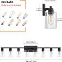 8 Light Bathroom Vanity Light Black Vanity Light Fixtures Bathroom Lights Fixtures Over Mirror Large Wall Lights with Clear Glass Shade for Bedroom Living Room Makeup