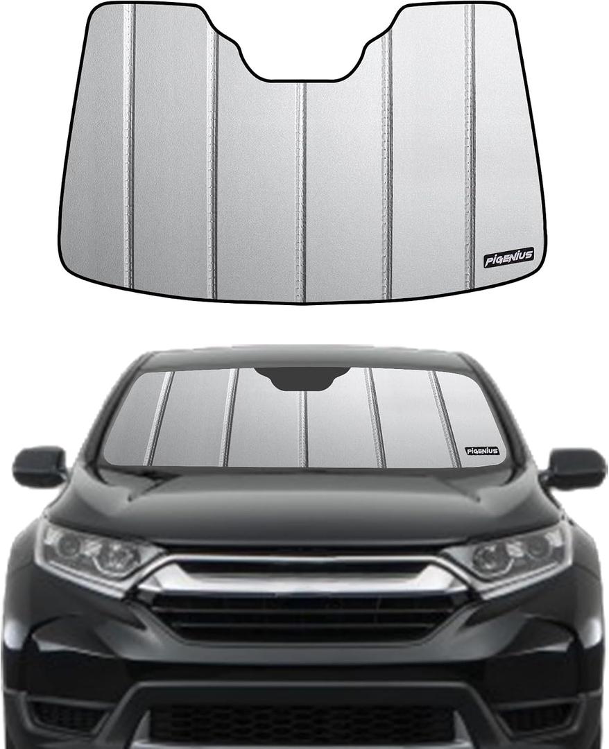Pigenius Windshield Sunshade for Honda CR-V 2017-2022, Premium Grey Leather Finish