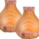 BZseed Aromatherapy Essential Oil Diffuser,2 PCS Humidifier with 550ml Lasting Mist Output Waterless Auto-Off Ultrasonic Diffusers 7 Color LED Lights Cool Mist Humidifier for Large Room, Home (2 X Brown)