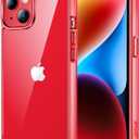 JETech Case for iPhone 14 6.1-Inch, Non-Yellowing Shockproof Phone Bumper Cover, Anti-Scratch Clear Back (Red)