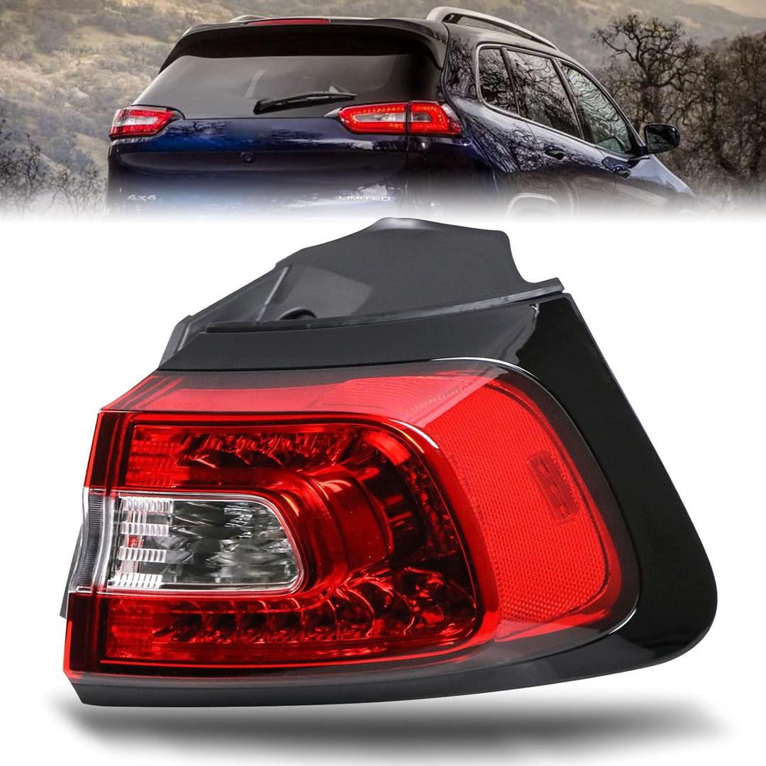 Tail Light Assembly Outer Compatible with Jeep Cherokee 2014-2018 Rear Taillight Right Passenger Side Brake Lamp Replace 68102906AF CH2805107 Halogen Model