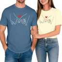 Couple Matching Shirt His Queen Her King Print T-Shirts Honeymoon Graphic Tees Short Sleeve Valentine's Day Gift Tops (XXL), XX-Large, Apricot(women)