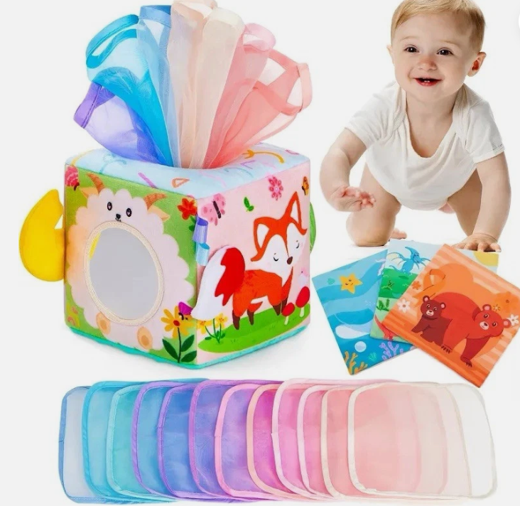 Yeeeasy Baby Sensory Tissue Box Toy. 6 months & Up. Developmental Toy