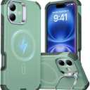 ESR for iPhone 16 Case with Stand, 23 ft Military-Grade Drop Protection, Heavy Duty Magnetic Phone Case, Compatible with MagSafe Accessories, Cyber Series, Light Green