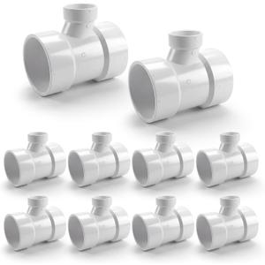 SUPPLYGIANT™ (20 Pack) 3" x 3" x 2" PVC DWV Drain Waste Vent Sanitary Tee Reducing Hub – White PVC Drain, Waste & Vent Fitting