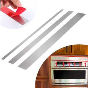 304 Brushed Stainless Steel Sheet Gap Filler, Metal Trim Strip for Wall Oven/Microwave Combo/Range/Cooktop, Self-Adhesive Gap Cover, 30" Long, 1'' Wide, 20Ga Thickness