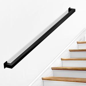 Stair Railing Indoor - Handrails for Stairs, 1ft Black Metal Staircase Hand Rails/Modern Wrought Iron Handrail, Industrial Wall Mounted Handrails Outdoor for Loft Porch Deck