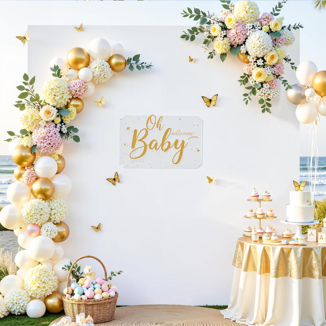 White Square Arch Backdrop Cover 6.6FT x 6.6FT Square Backdrop Covers Baby Bridal Shower Photo Birthday Party Graduation Balloon Wedding Arch Stand Cover Spandex
