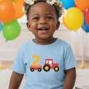 Tstars Farm Tractor 2nd 3rd Birthday Shirt for Toddler Boys or Girls - Gift Tee for 2 3 Year Old - Kids Bday Party Outfit (Blue)