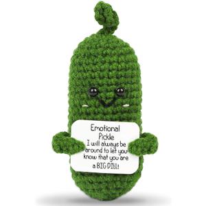 Hoedia Emotional Pickle Small Mother’s Day Easter Gifts for Women Men Her Him, Crochet Cucumber Cute Funny Inspirational Support Stuffers College Office Friend Birthday Basket Filler Decorations
