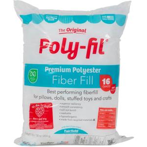 Fairfield The Original Poly-Fil, Premium Polyester Fiber Fill, Soft Pillow Stuffing, Stuffing for Stuffed Animals, Toys, Cloud Decorations, and More, Machine-Washable Poly-Fil Fiber Fill, 16-ounce Bag (16 oz)