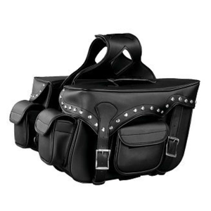 Milwaukee Performance Double Strap Black Pvc Throw Over Motorcycle Saddlebags (Studded)