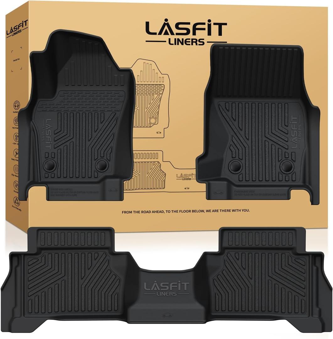 LASFIT Floor Mats for Toyota Tacoma 2024-2026 Double Cab Gas (Only Fit Manual Tran) All Weather TPE Floor Liners for Custom Fit Tacoma Front&Rear 2 Row Mats (Not Fit Xtra Cab or Hybrid or Auto Trans)