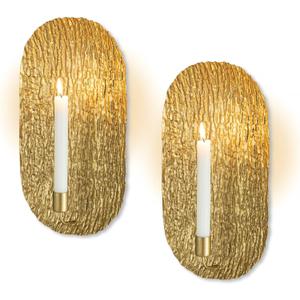 Sziqiqi Gold Wall Candle Sconces: Candlestick Wall Sconces Set of Two - Vintage Candle Holders for Taper Metal Hanging Decor for Home Living Room Fireplace (2 pcs)