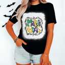 Womens Carnival T-Shirt Graphic Short Sleeves Tee Tops (Black, L)