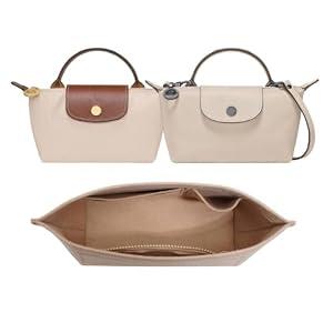 ZTUJO Purse Organizer Insert For Le Pliage mini and Xtra XS Handbag, Xtra XS Pouch (Le Pliage mini, Beige)