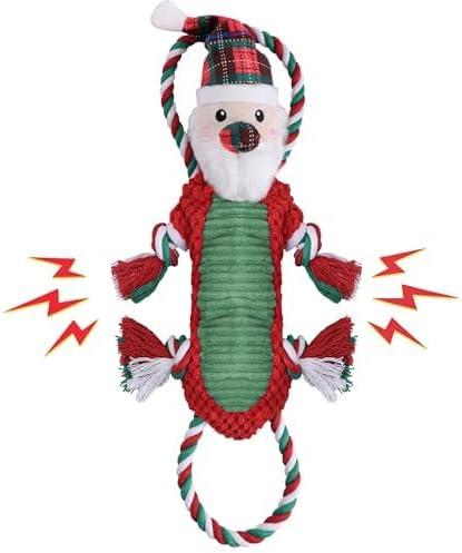 Newget Christmas Dog Toys with Squeaker for Aggressive Chewers - Cute Squeak Toys for Large, Medium, Small Dogs - Interactive Chew Toys, Durable for Puppy Teething